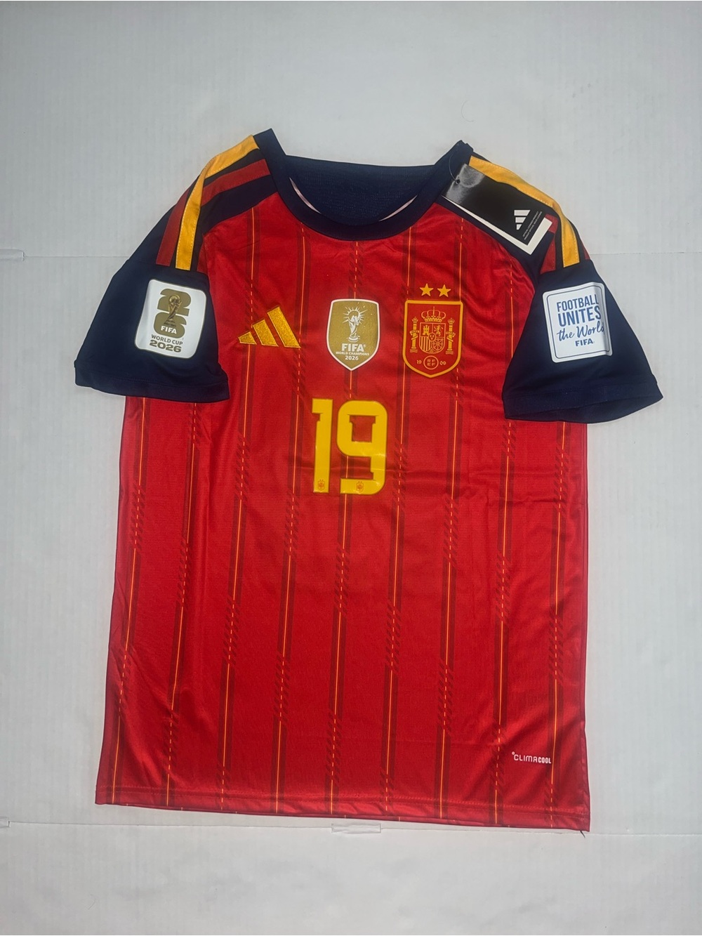 Lamine Yamal #19 Spain 2026 World Cup Champions Home Jersey Size M